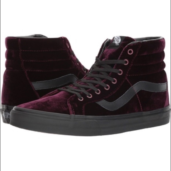 burgundy velvet high top vans